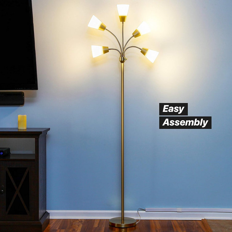 Medusa Brass 78" LED Floor Lamp with Adjustable Multi-Head