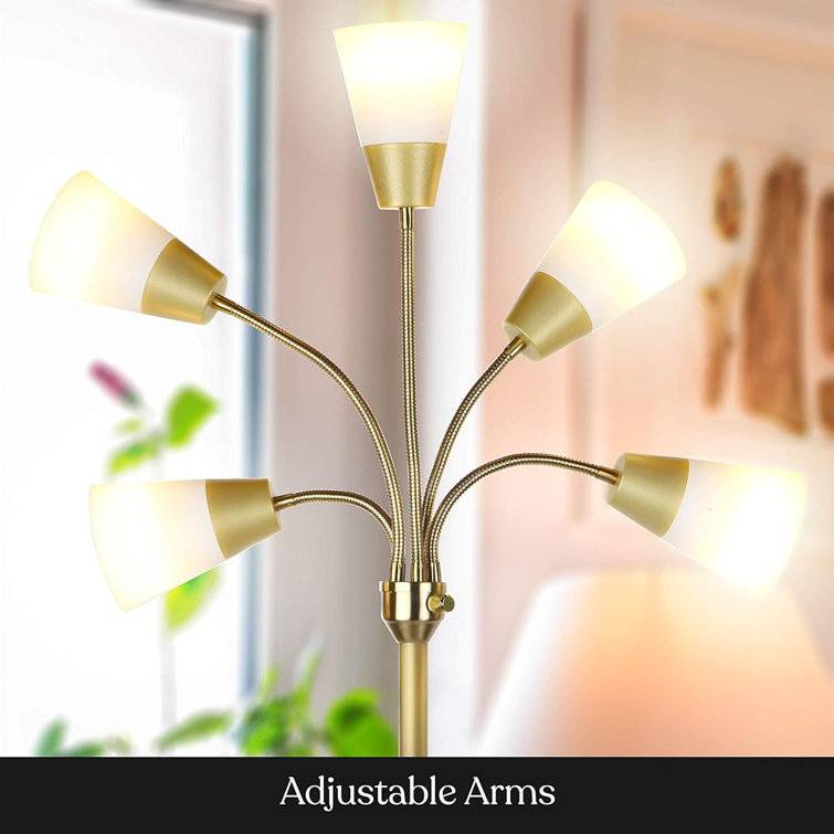 Medusa Brass 78" LED Floor Lamp with Adjustable Multi-Head