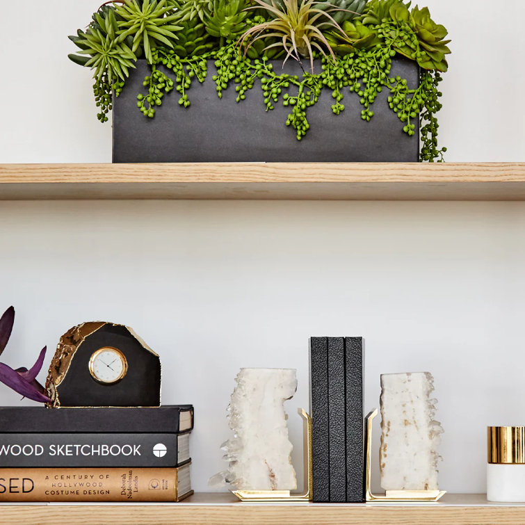 White Crystal and Gold Metal Bookends Set