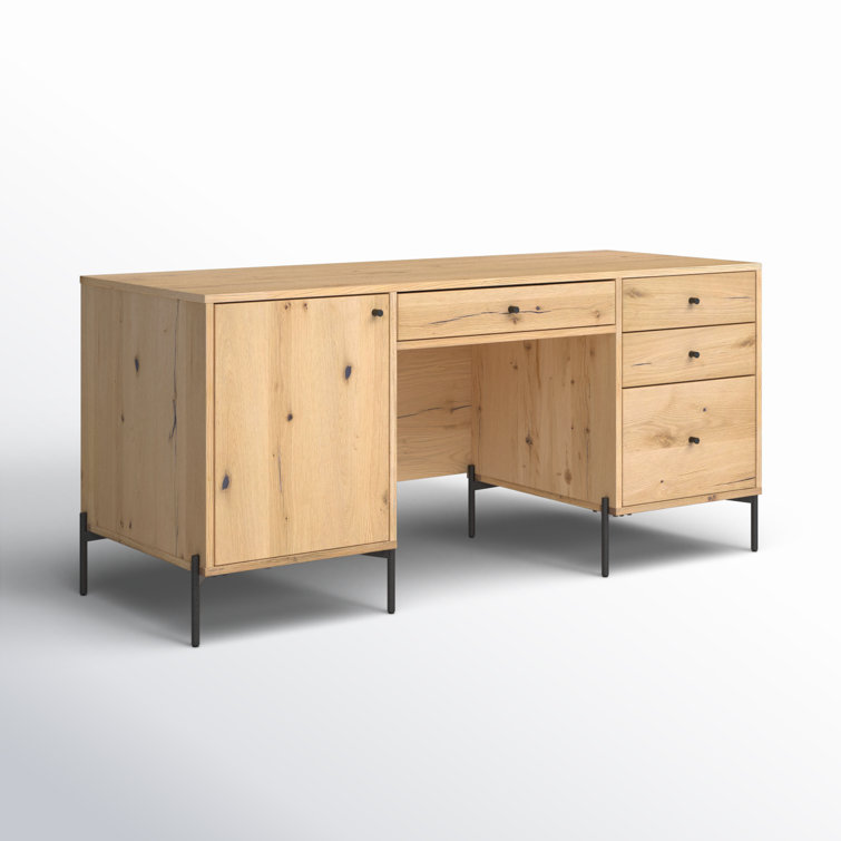 Sumner Contemporary Light Oak Resin Executive Desk with Drawers