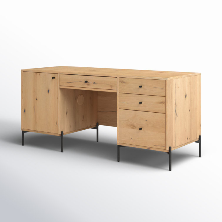 Sumner Contemporary Light Oak Resin Executive Desk with Drawers