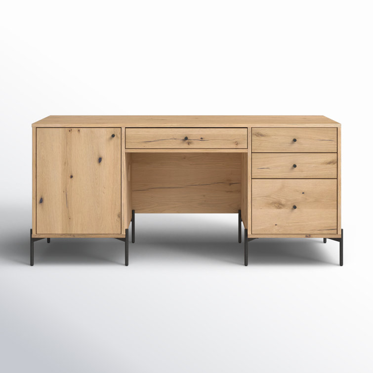 Sumner Contemporary Light Oak Resin Executive Desk with Drawers