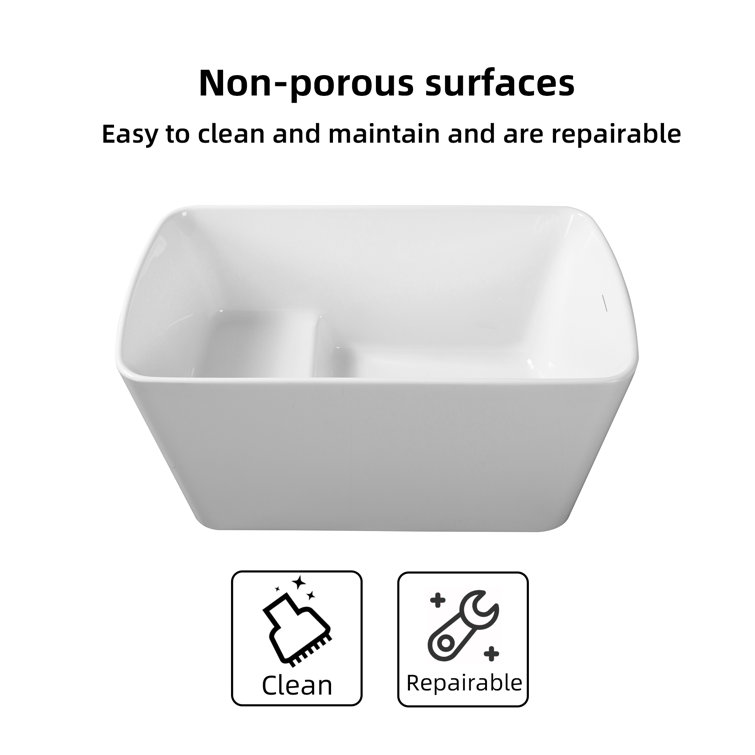 49'' White Freestanding Acrylic Soaking Bathtub