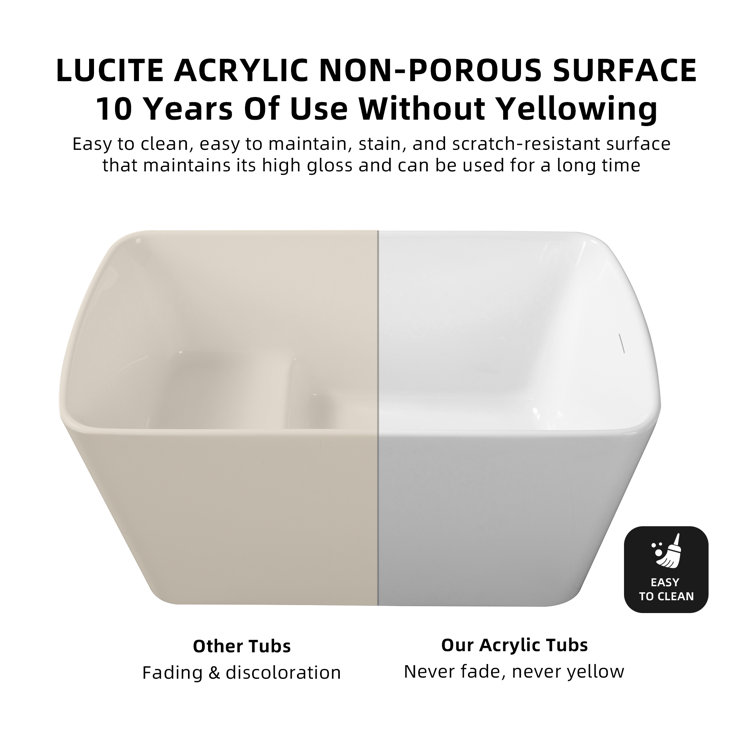 49'' White Freestanding Acrylic Soaking Bathtub