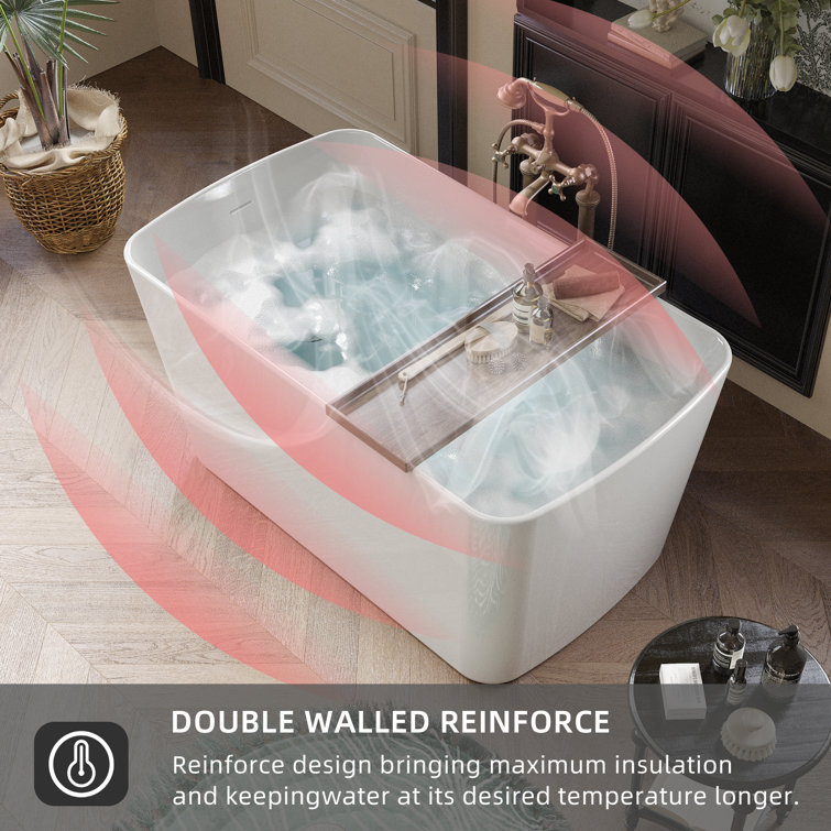 49'' White Freestanding Acrylic Soaking Bathtub