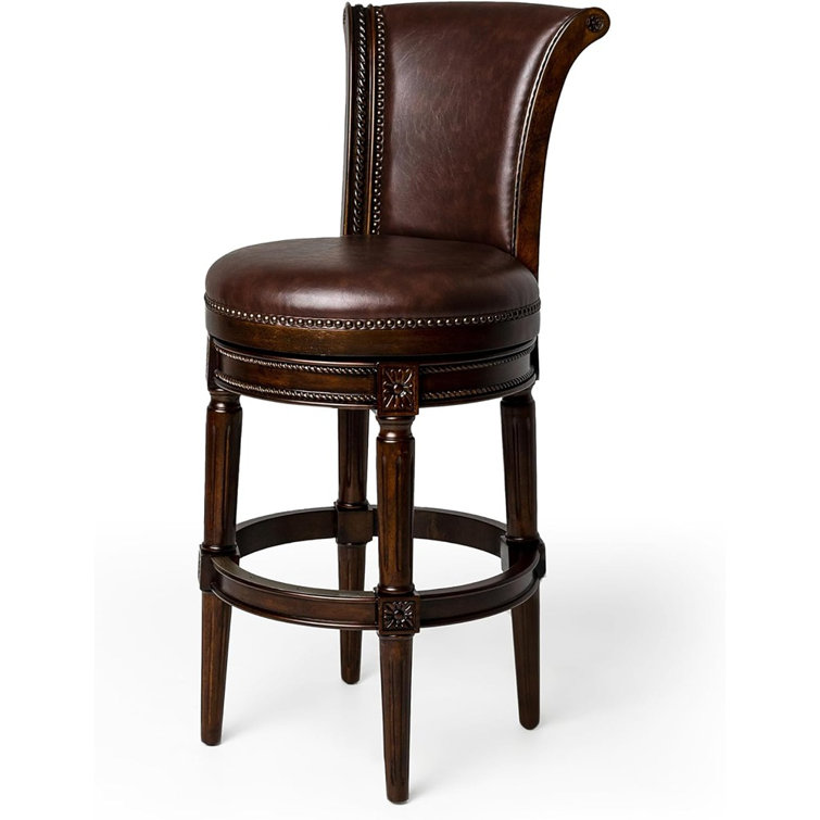 Pullman Dark Walnut 31" Swivel Bar Stool with Vegan Leather