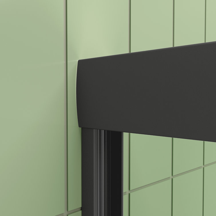 Matte Black Semi-Frameless Sliding Shower Door with Clear Glass