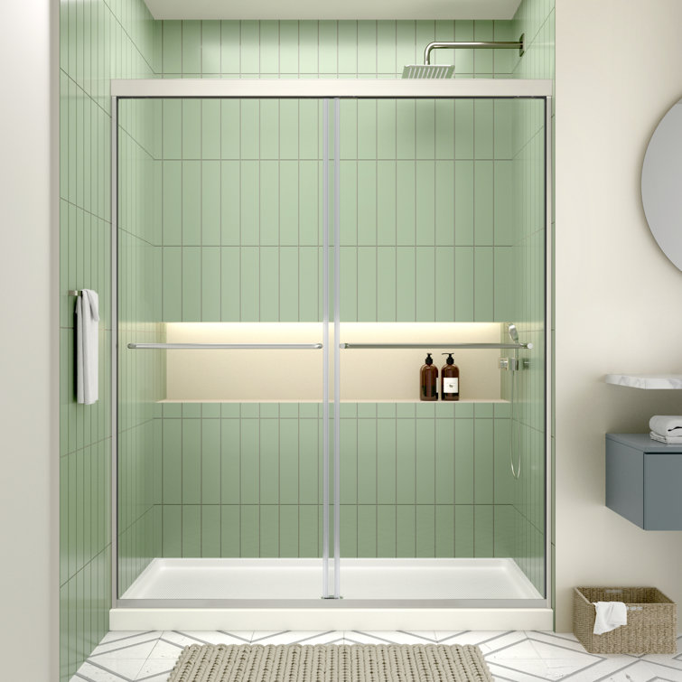 60'' W x 70'' H Clear Tempered Glass Semi-Frameless Shower Door