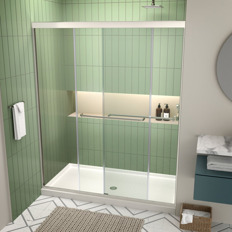 60'' W x 70'' H Clear Tempered Glass Semi-Frameless Shower Door