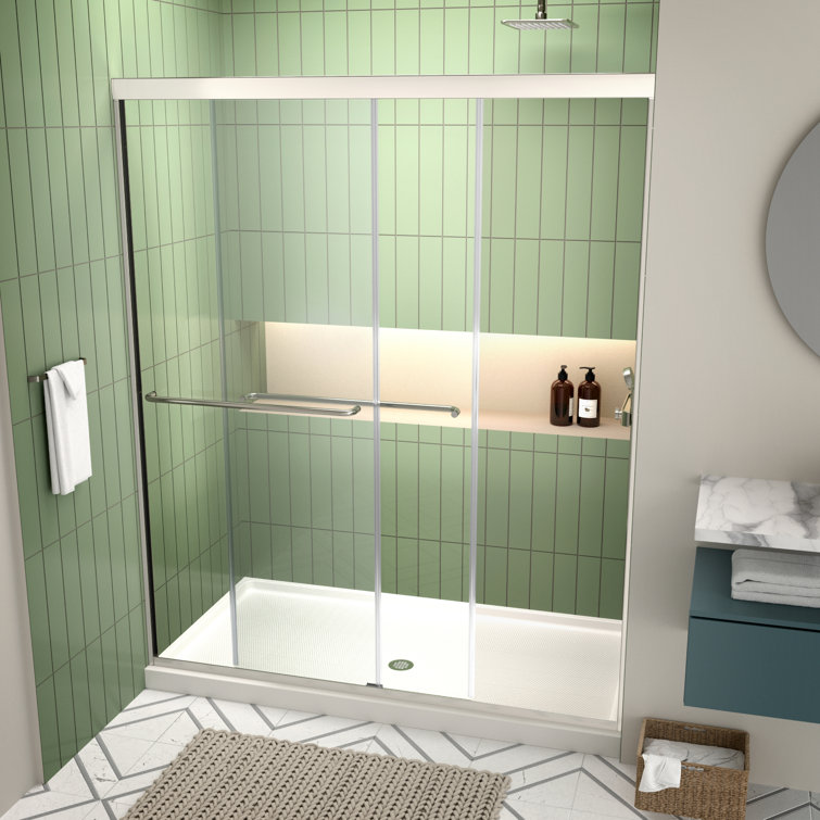 60'' W x 70'' H Clear Tempered Glass Semi-Frameless Shower Door