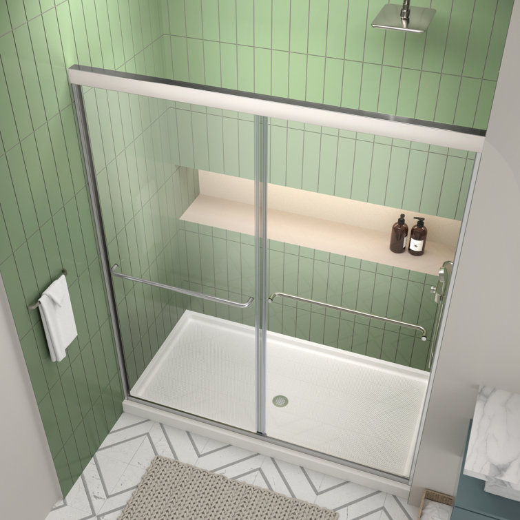 60'' W x 70'' H Clear Tempered Glass Semi-Frameless Shower Door