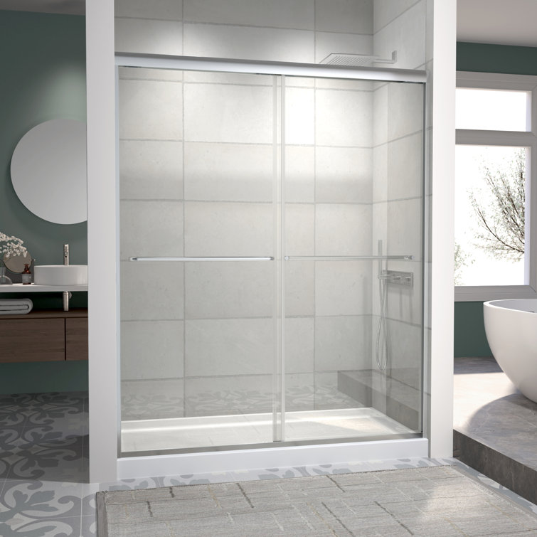 60'' W x 70'' H Clear Tempered Glass Semi-Frameless Shower Door