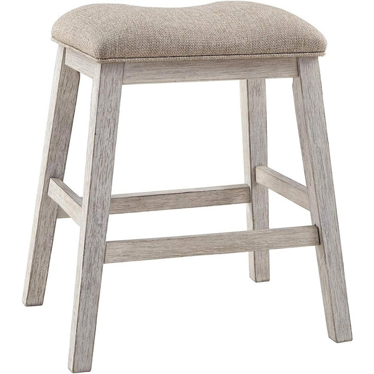 Transitional Whitewash Wood Counter Stool Set, 24" Height