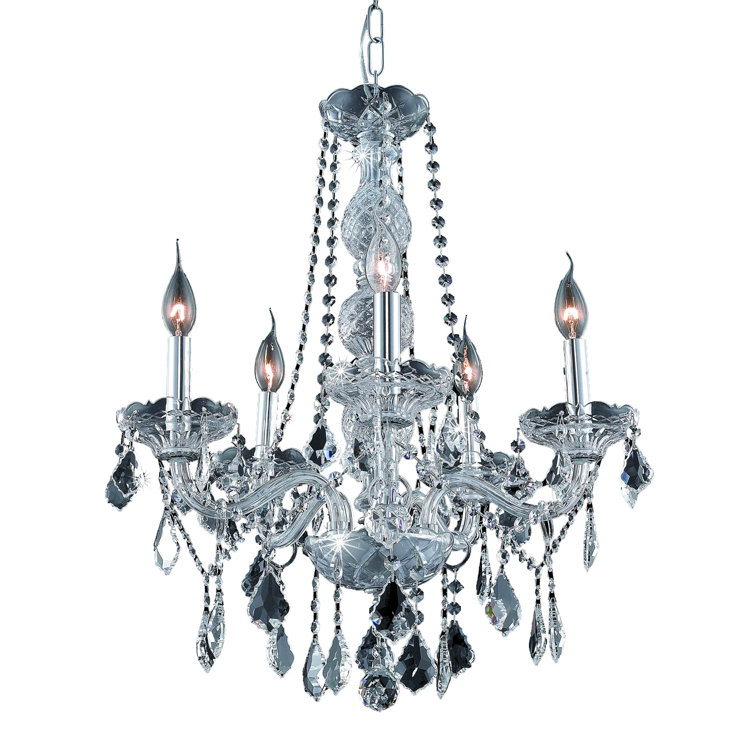 Royal Cut Clear Crystal Chrome 5-Light Chandelier