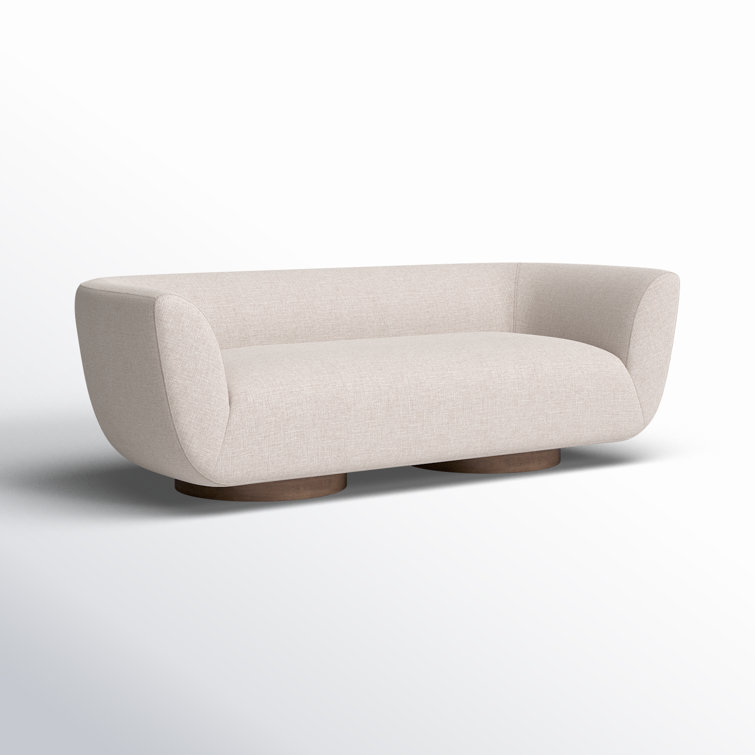 Off-White Fabric Curved Modern Trio-Seating Couch