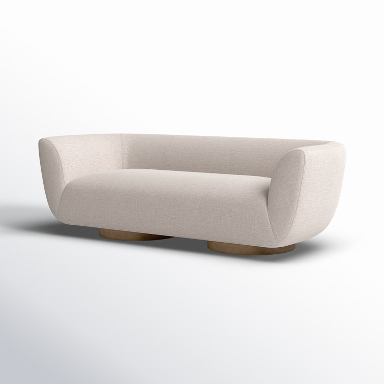 Off-White Fabric Curved Modern Trio-Seating Couch