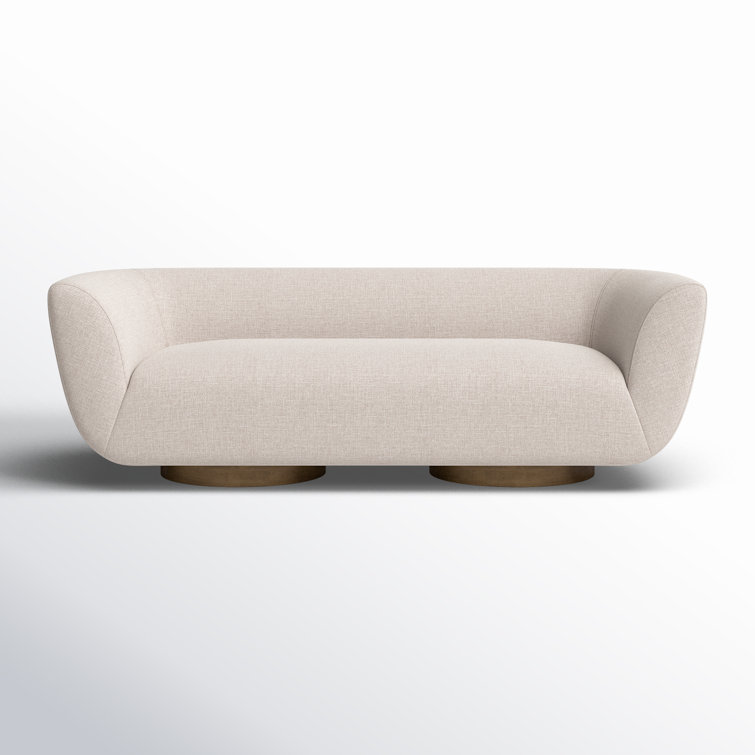 Off-White Fabric Curved Modern Trio-Seating Couch