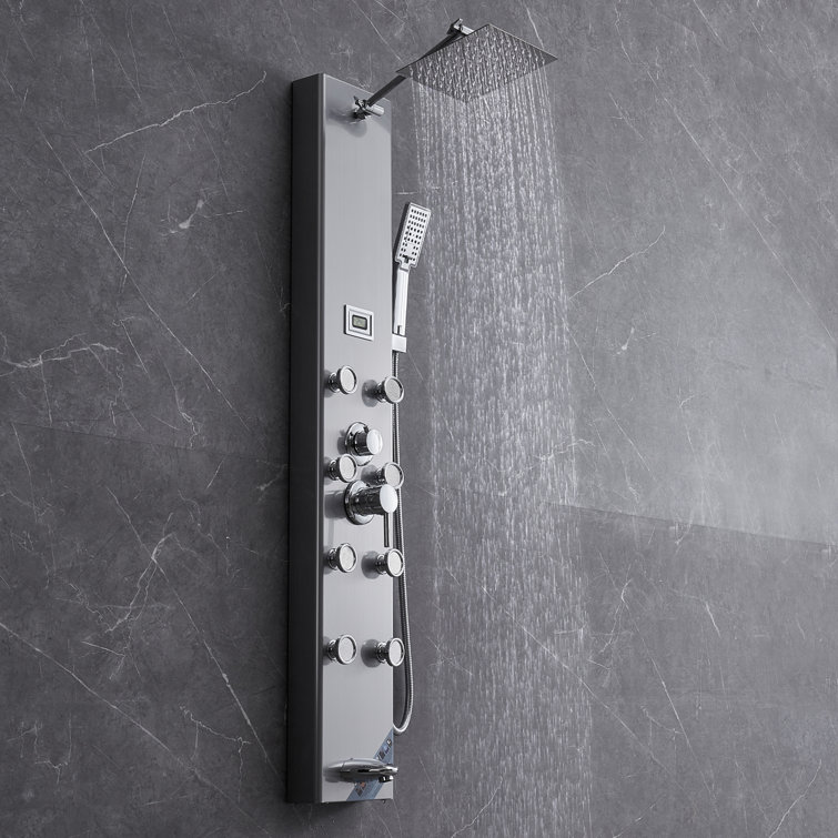 Stainless Steel 52.8'' Shower Panel with Adjustable Jets and Digital Display