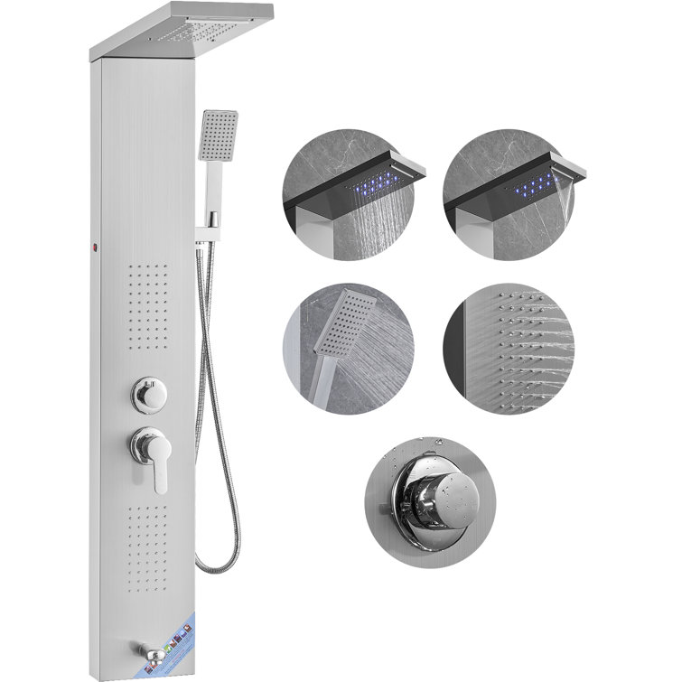 52.9'' Silver Stainless Steel Shower Panel with Handheld Shower Head