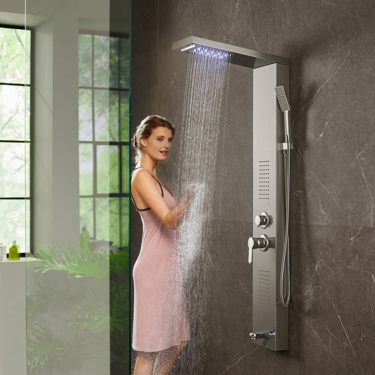 52.9'' Silver Stainless Steel Shower Panel with Handheld Shower Head