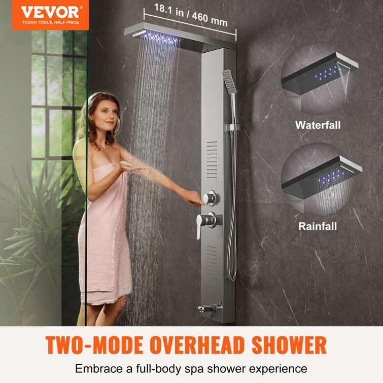 52.9'' Silver Stainless Steel Shower Panel with Handheld Shower Head