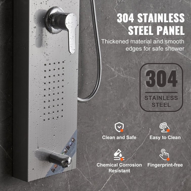 52.9'' Silver Stainless Steel Shower Panel with Handheld Shower Head