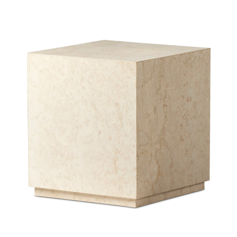 Cream Marble Square Outdoor Side Table