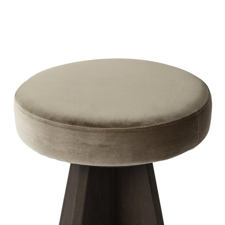 Durham Cream Upholstered Swivel Counter Stool with Wood Pedestal Base