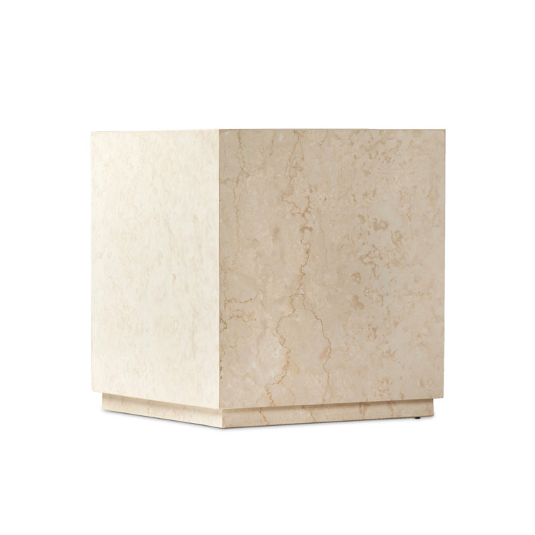 Cream Marble Square Outdoor Side Table