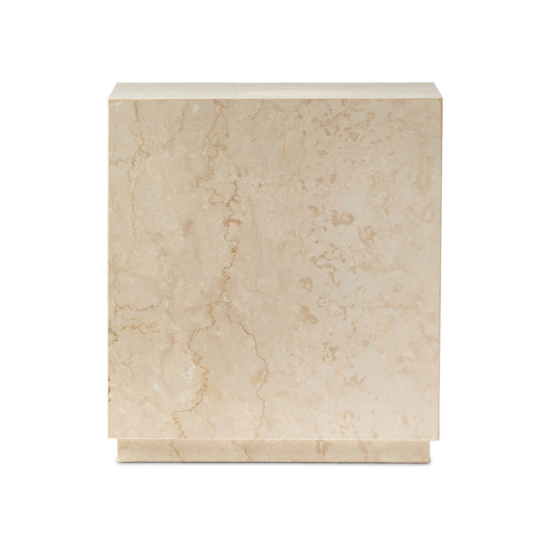 Cream Marble Square Outdoor Side Table