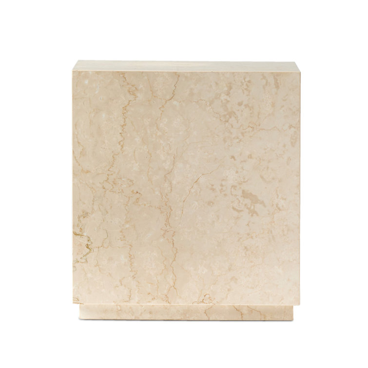 Cream Marble Square Outdoor Side Table