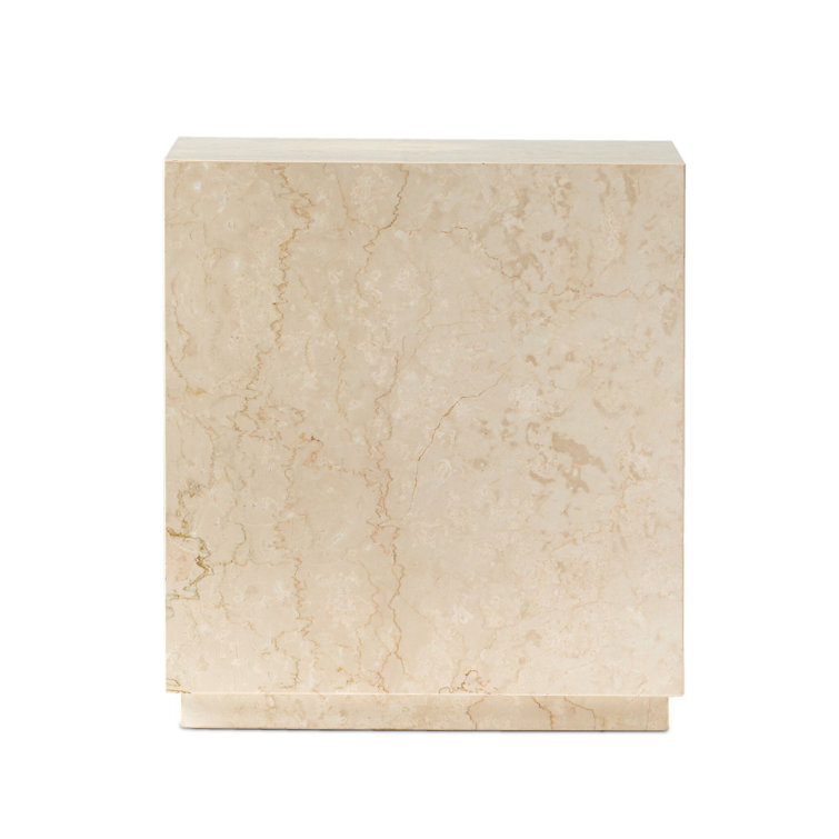 Cream Marble Square Outdoor Side Table