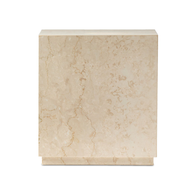 Cream Marble Square Outdoor Side Table