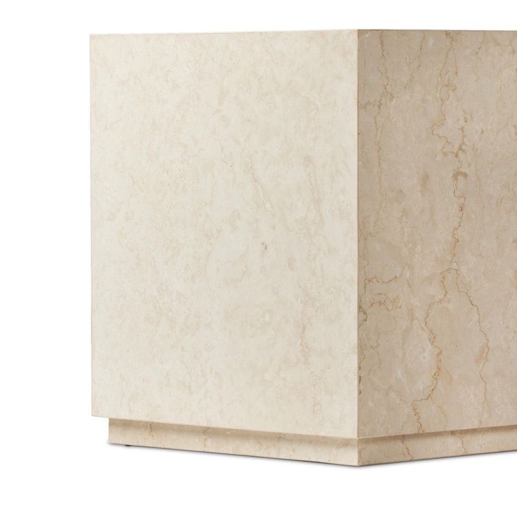 Cream Marble Square Outdoor Side Table