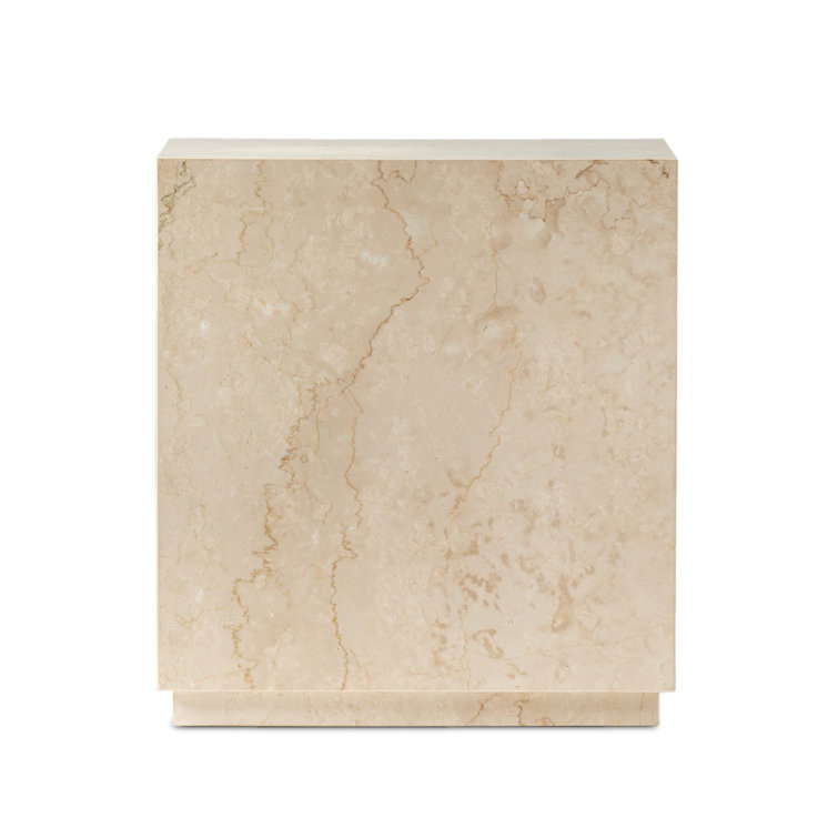 Cream Marble Square Outdoor Side Table