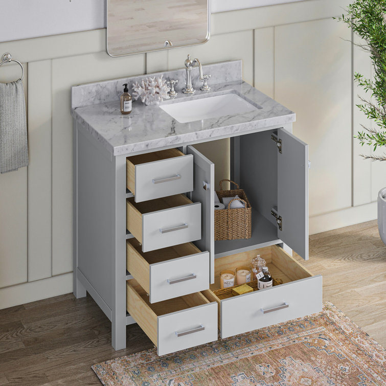 Cambridge 37" Grey Marble Top Single Basin Vanity