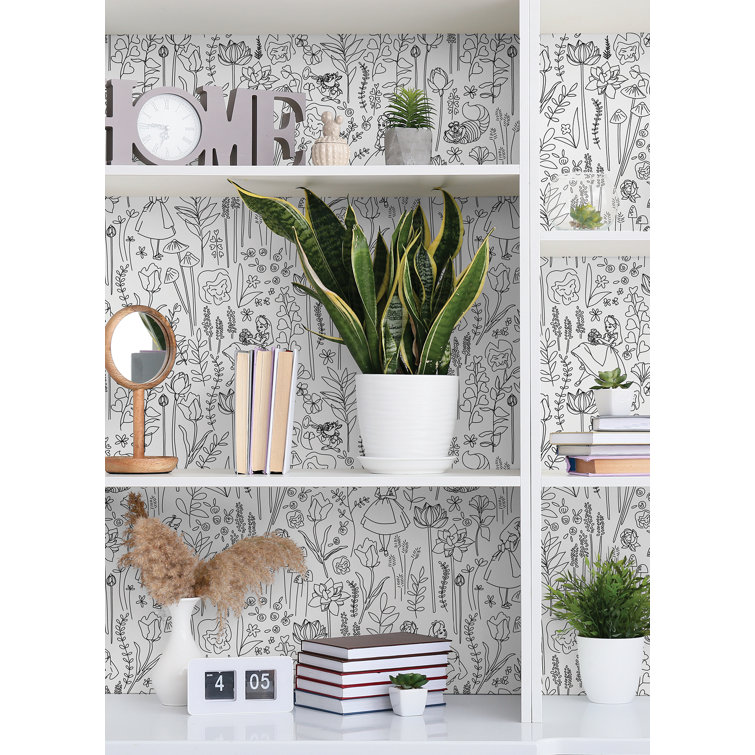 Black and White Disney Alice in Wonderland Peel and Stick Wallpaper