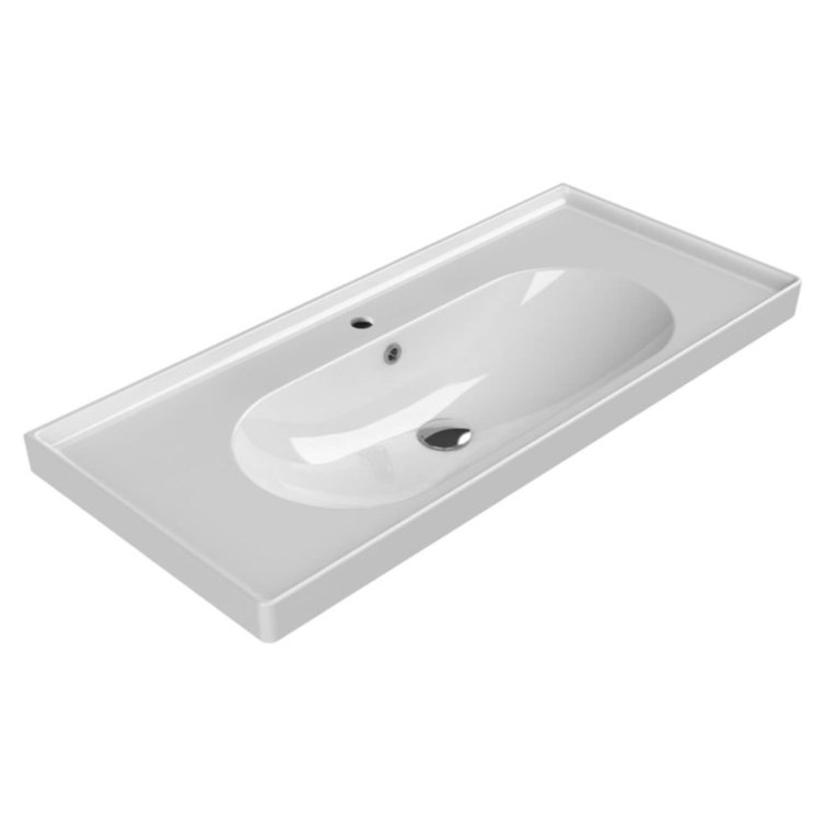 Arya 39.3'' White Ceramic Wall-Mount Bathroom Sink