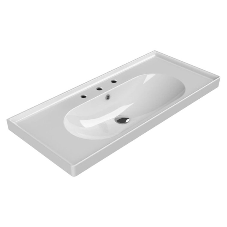 Arya 39.3'' White Ceramic Wall-Mount Bathroom Sink