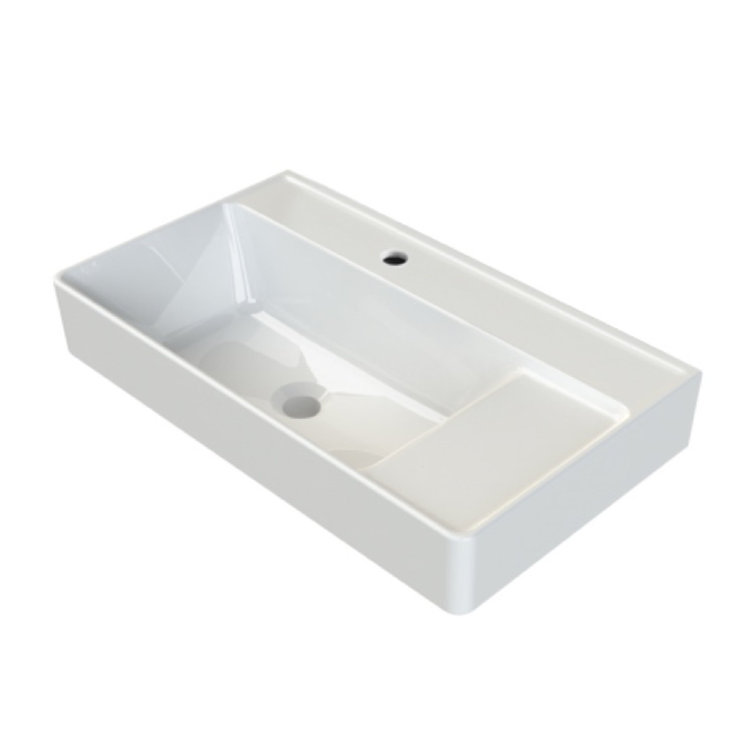 CeraStyle White Ceramic 25.6'' Rectangular Wall-Mount Bathroom Sink