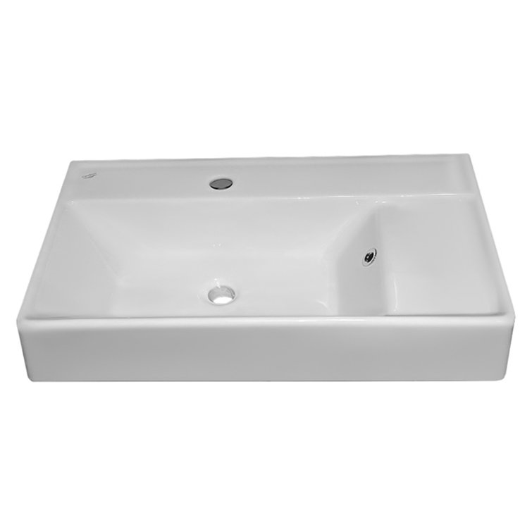 CeraStyle White Ceramic 25.6'' Rectangular Wall-Mount Bathroom Sink