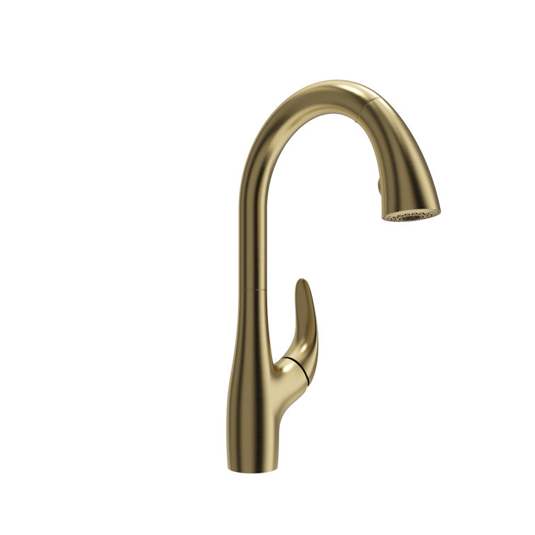 Pagano Brushed Gold Pull-Down Kitchen Faucet with Spray