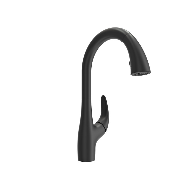 Pagano Matte Black Brass Pull-Down Kitchen Faucet with Spray