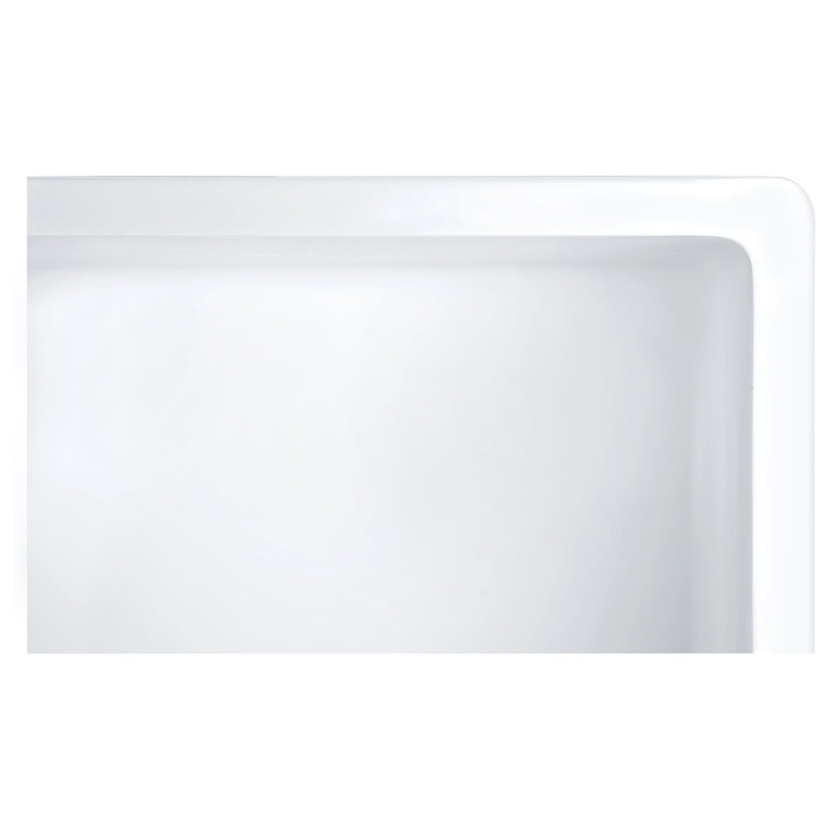 Glossy White Stone Single Bowl Farmhouse Kitchen Sink