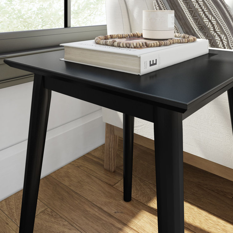 Black Pine Wood Mid Century Modern Square Side Table