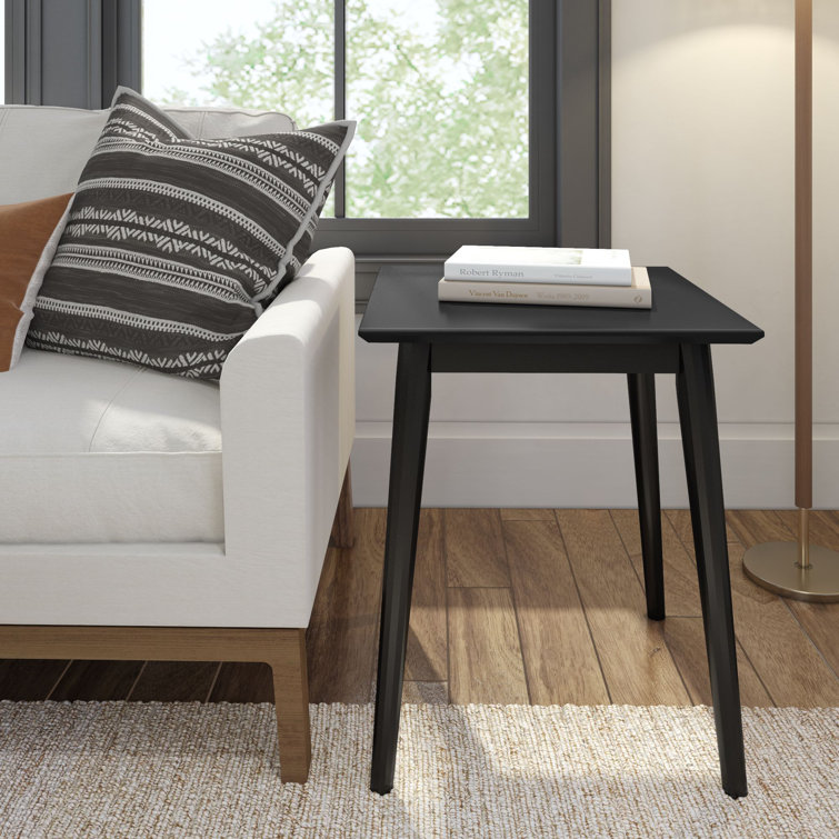 Black Pine Wood Mid Century Modern Square Side Table