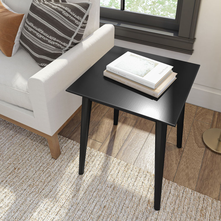 Black Pine Wood Mid Century Modern Square Side Table