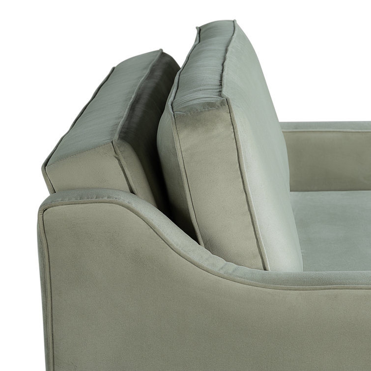 Sage Green Velvet Full Sleeper Loveseat with Wood Legs