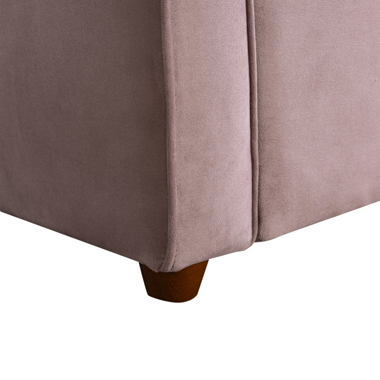 Mauve Velvet Full Sleeper Loveseat with Wood Legs