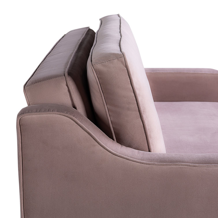 Mauve Velvet Full Sleeper Loveseat with Wood Legs